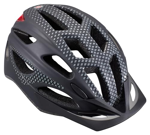 Schwinn Beam Lighted Helmet for Adults, Size 58 - 62 cm for Riders Ages 14+, Rear LED Light, Reflective Strips, Adjustable Dial and Straps, 17 Air Vents, Removable Visor, Adult Bike Helmet - Image 1