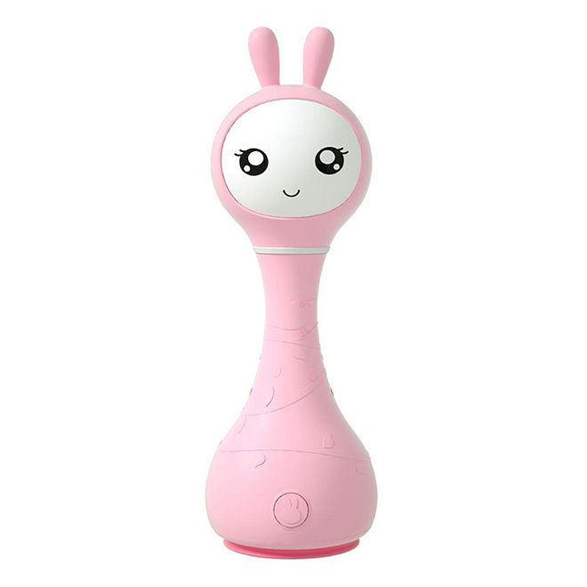 Alilo Smarty Shake & Tell Rattle - BPA-Free Pink, Glowing Chewable Ears, Hi-Fi Sound, Educational Color & Sound Toy for 0 Months - Image 4