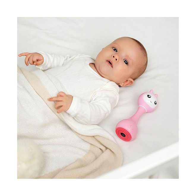 Alilo Smarty Shake & Tell Rattle - BPA-Free Pink, Glowing Chewable Ears, Hi-Fi Sound, Educational Color & Sound Toy for 0 Months - Image 2