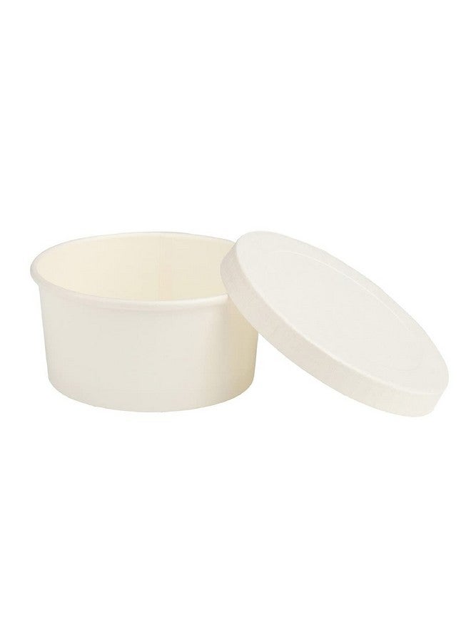 e kysa basics ekysa basics Disposable Hard Paper Food Container with Lid - 300 ml, Leak-Resistant, Eco-Friendly Bowl/Tub, Durable Build, White, Pack of 15 - Image 1