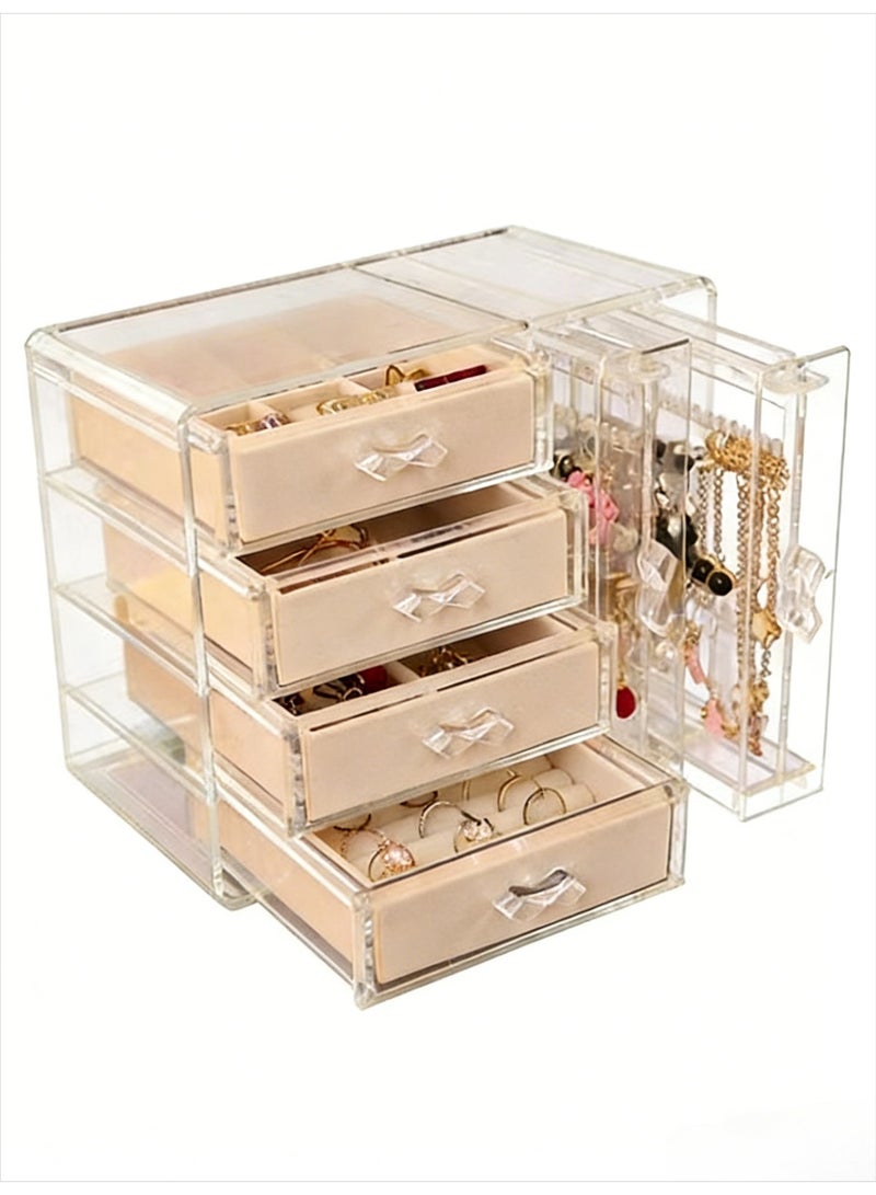 Multifunctional jewelry organizer and necklace rack, jewelry hanging box with 4 velvet drawers, suitable for rings, necklaces, and bracelets, display case, and as a gift for women and girls. - Image 1