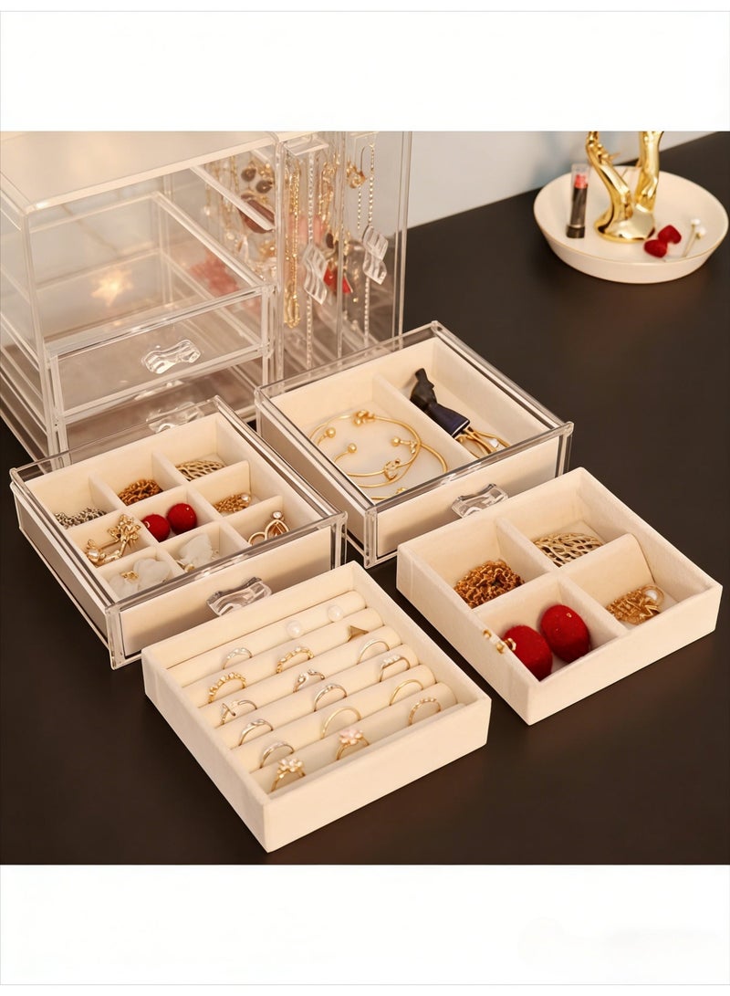 Multifunctional jewelry organizer and necklace rack, jewelry hanging box with 4 velvet drawers, suitable for rings, necklaces, and bracelets, display case, and as a gift for women and girls. - Image 5