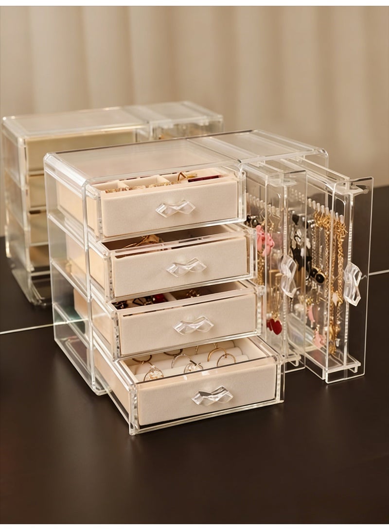 Multifunctional jewelry organizer and necklace rack, jewelry hanging box with 4 velvet drawers, suitable for rings, necklaces, and bracelets, display case, and as a gift for women and girls. - Image 3