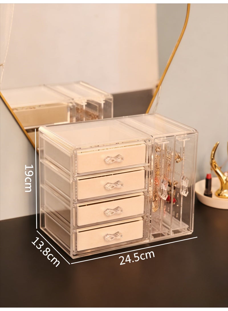 Multifunctional jewelry organizer and necklace rack, jewelry hanging box with 4 velvet drawers, suitable for rings, necklaces, and bracelets, display case, and as a gift for women and girls. - Image 4