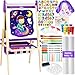 Belleur AllinOne Art Easel for Kids Adjustable Double Sided Easel for Toddlers with Magnetic Whiteboard DryErase Chalk Board Paper Roll Child Painting Easel for Kid 28 Birthday GiftPurple - Image 2