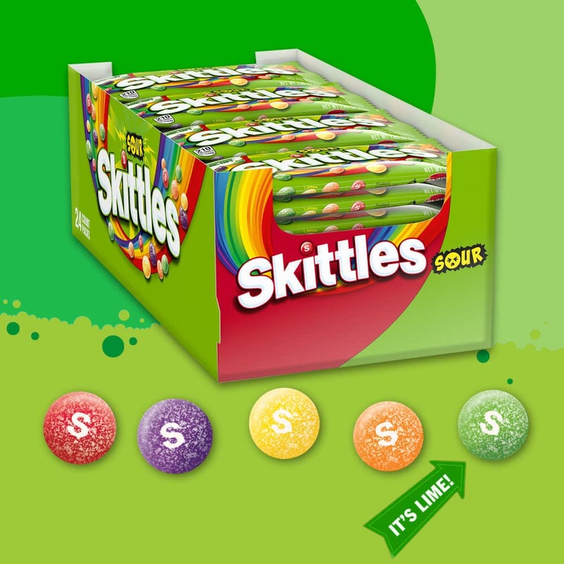 SKITTLES Sours Individually Wrapped Full Size Chewy Candy Packs, 24 Ct Bulk Box - Image 2