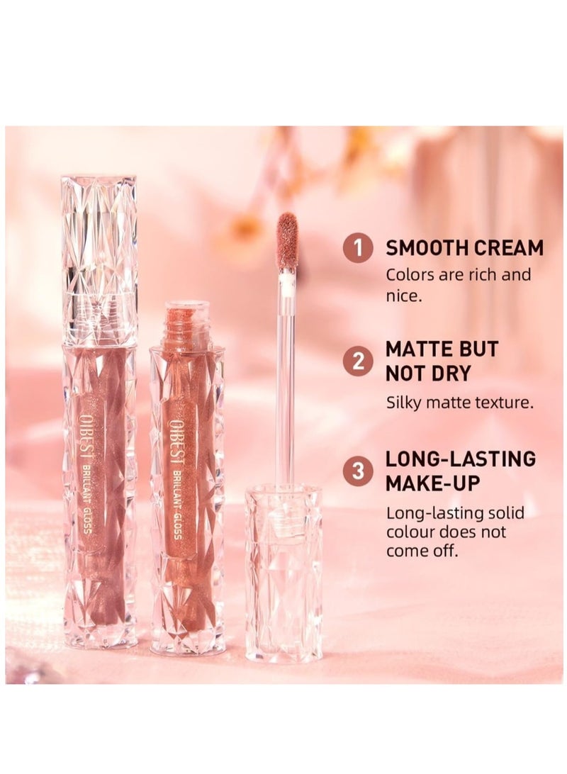 QiBest Pearly Stay Lip Gloss Diamond Matte Lip Oil Gloss Glitter Metallic Liquid Lipstick Glitter Shimmer Lip Glaze Shimmery Finish High Pigment Long Lasting Lip Gloss Tint Makeup No.08 - Image 2