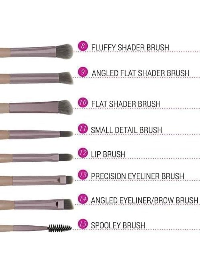 بي إتش [فرش مكياج من بي اتش كوزميتيكس] مجموعة فرش لافيش اليجانس من 15 قطعة مع حقيبة مستحضرات تجميل - Image 3