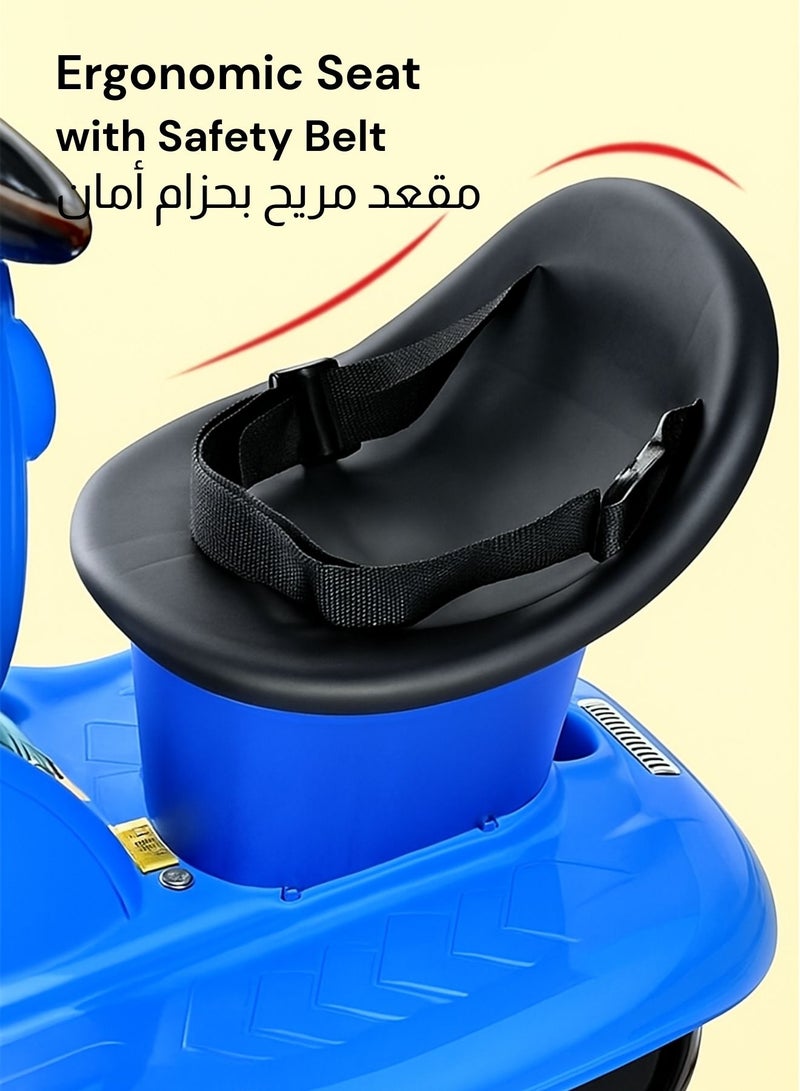 سكوتر كهربائي للأطفال من زابروس بأربع عجلات مع دوران 360 درجة، أضواء LED، موسيقى مدمجة، محركين، بطارية قابلة للشحن 6 فولت – سيارة ركوب مستقرة للأولاد والبنات (الأعمار من 2 إلى 8 سنوات، حتى 50 كجم) - Image 4
