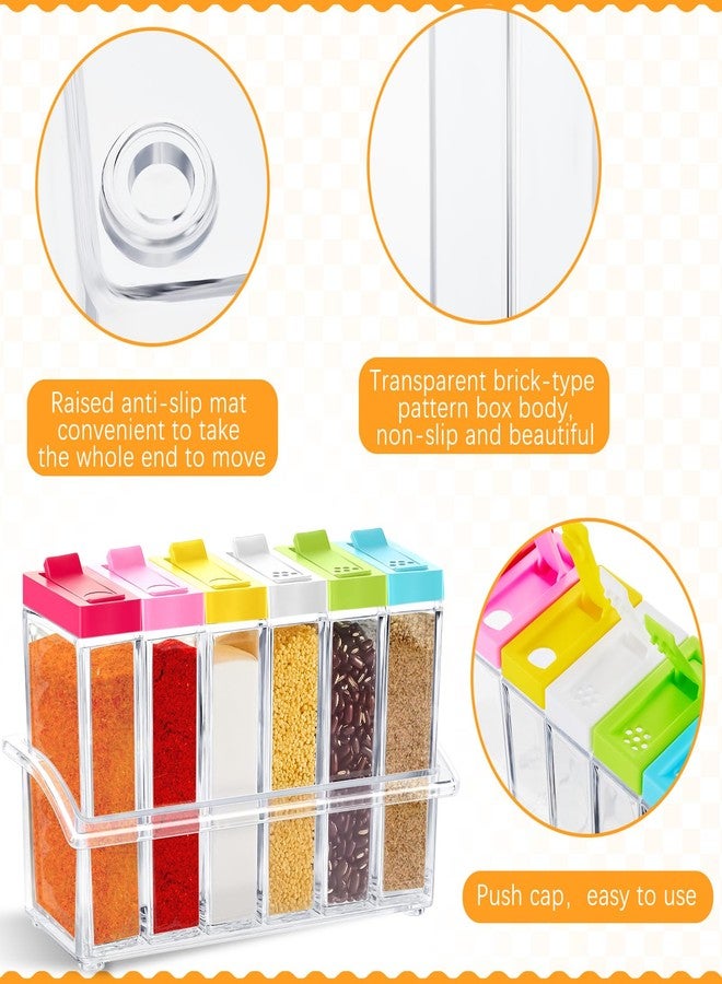 Maxdot 24 Pcs Spice Shaker Jars? Colored Plastic Seasoning Shaker Box with Lid and Tray Condiment Set Multi Container for Travel Camping Rack Spice Pots Storage Salt Sugar Cruet, Clear - Image 3