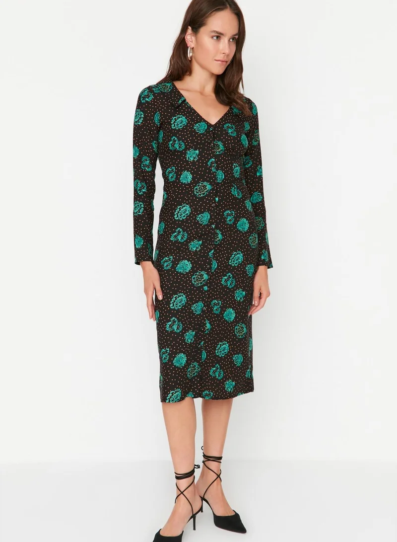 trendyol Printed Button Down Shirt Dress