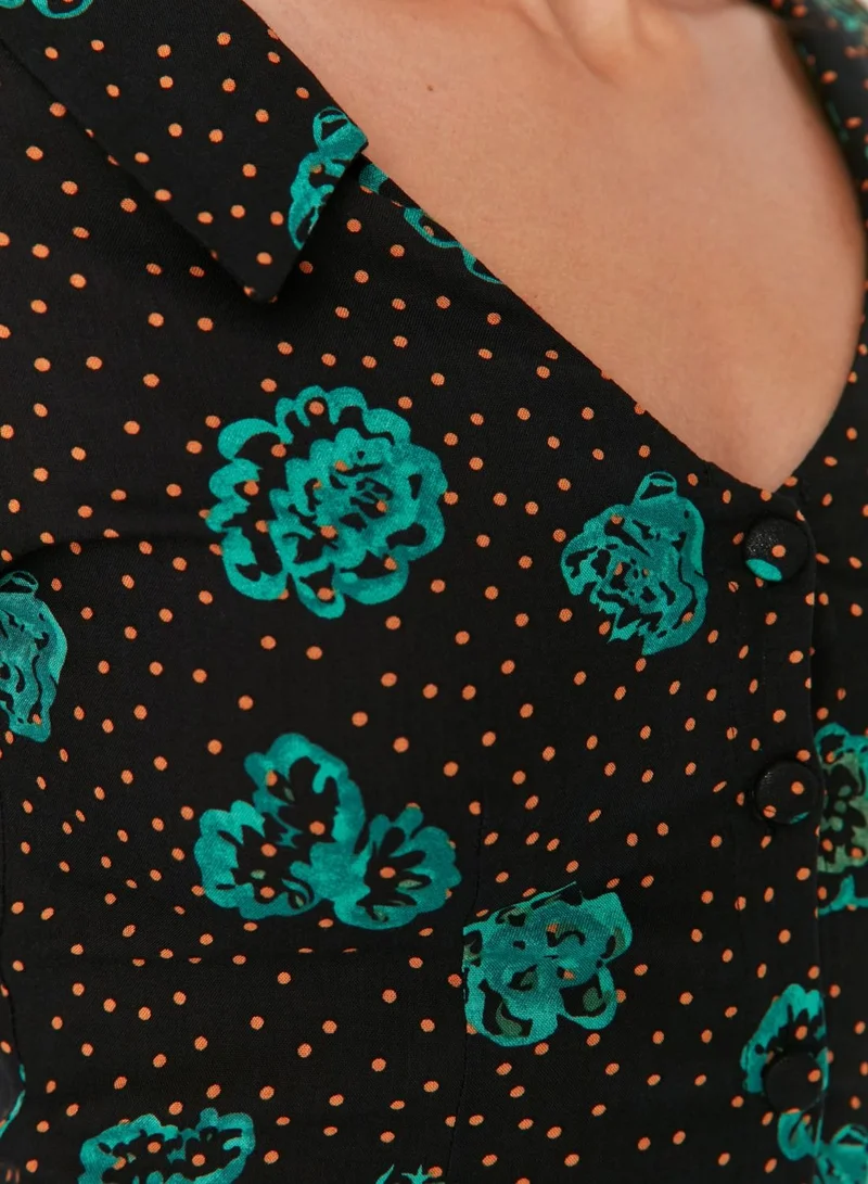 trendyol Printed Button Down Shirt Dress