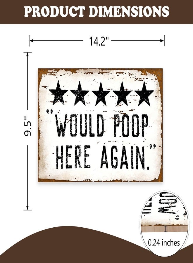 Bolisom Would Poop Here Again Front Door Sign, Funny Five Star Rating Bathroom Toilet Restroom Wood Hanger Home Decor, Farmhouse Vintage Wooden Wreath Indoor Wall Hanging Washroom Decoration - Image 2