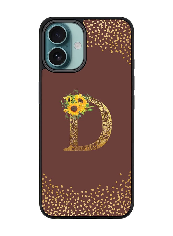 Stylizedd For iPhone 16 Plus Case [Compatible with MagSafe] Slim Magnetic cover Phone Case iPhone 16 Plus -Custom Floral Monogram - D (Brown ) - Image 1