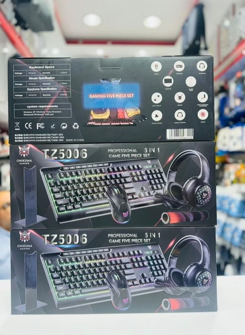 ONIKUMA TZ5006 5 in 1 Combo Gaming Set - Mouse/Keyboard/Headset/Headset stand/ Mousepad - Image 2
