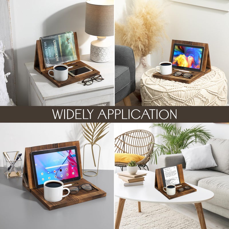 Destop Wooden Book Holder for Page Rest,Book Valet Book Stand with Cup,Glass&Pen Holder,Idea Gift for Book Lover and Table DÃ©cor. - Image 5