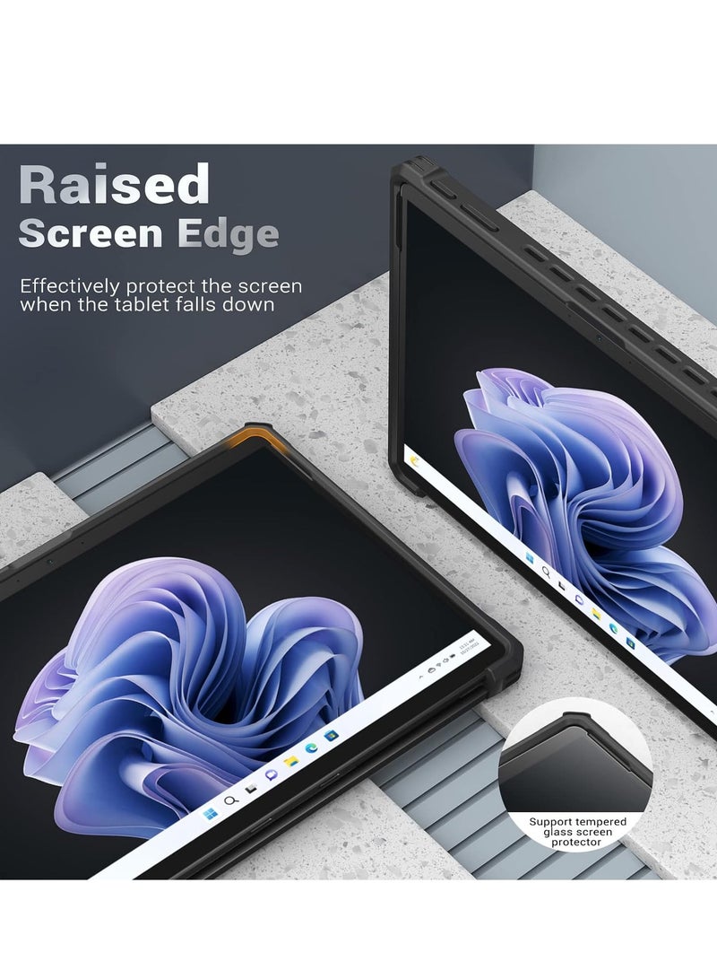 حافظة متوافقة مع Microsoft Surface Pro 9، مع إمكانية تثبيت حزام اليد في الجزء الخلفي. - Image 4