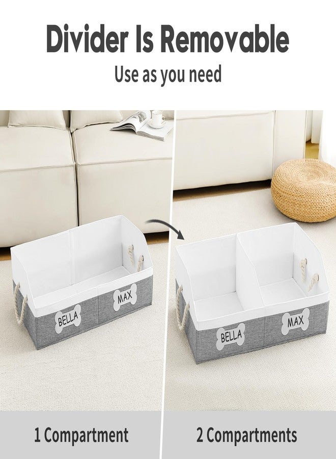 Beveetio Fabric Dog Toy Basket Gray - Image 3