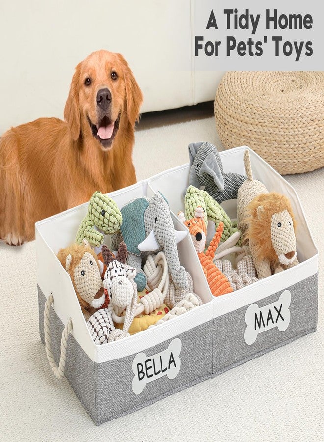 Beveetio Fabric Dog Toy Basket Gray - Image 2