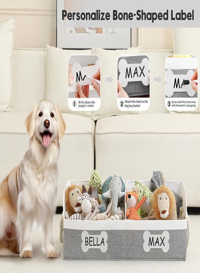 Beveetio Fabric Dog Toy Basket Gray - Image 5