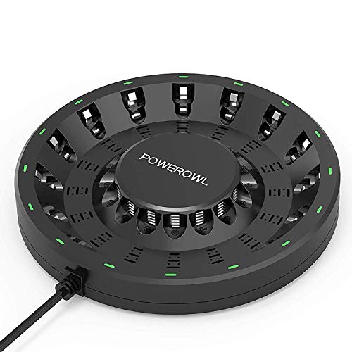 POWEROWL 16 Bay AA AAA Battery Charger (Updated, High Speed Charging) with Smart LED Light and Plug, for NIMH NICD Rechargeable Batteries and More - Image 1
