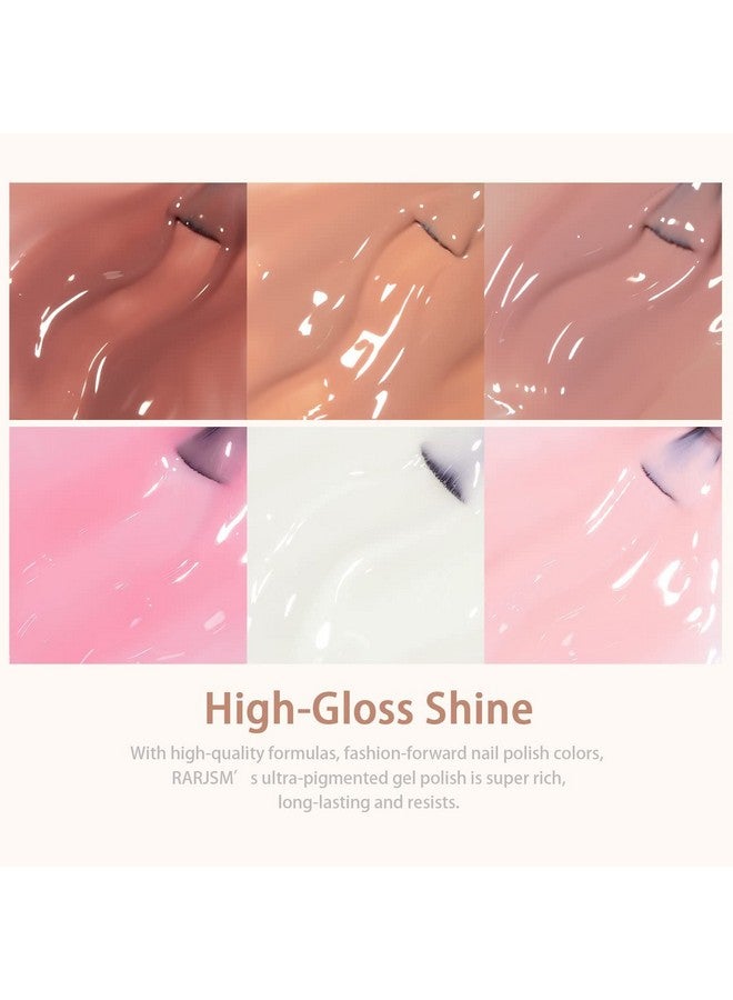 RARJSM Nude Sheer Jelly Pink Gel Nail Polish Set Of 6 Transparent Colors Led Uv Gel Soak Off Clear Taffy Brown Milky White French Manicure Nail Gel Polish Varnish Curing Requires 7.5Ml For Home Salon - Image 5