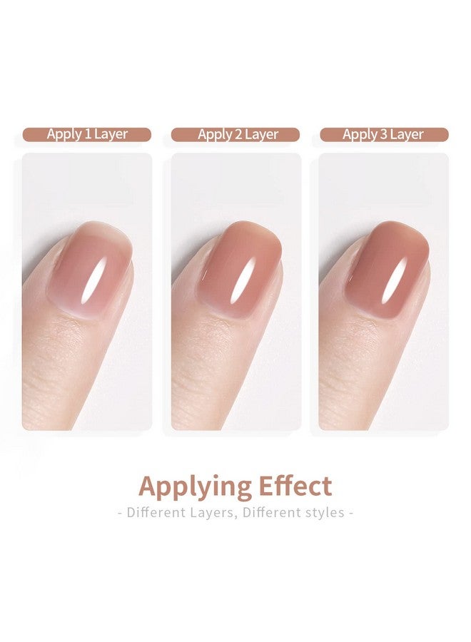 RARJSM Nude Sheer Jelly Pink Gel Nail Polish Set Of 6 Transparent Colors Led Uv Gel Soak Off Clear Taffy Brown Milky White French Manicure Nail Gel Polish Varnish Curing Requires 7.5Ml For Home Salon - Image 4