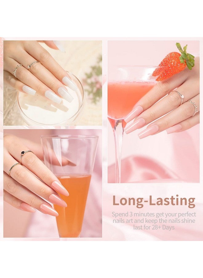 RARJSM Nude Sheer Jelly Pink Gel Nail Polish Set Of 6 Transparent Colors Led Uv Gel Soak Off Clear Taffy Brown Milky White French Manicure Nail Gel Polish Varnish Curing Requires 7.5Ml For Home Salon - Image 2