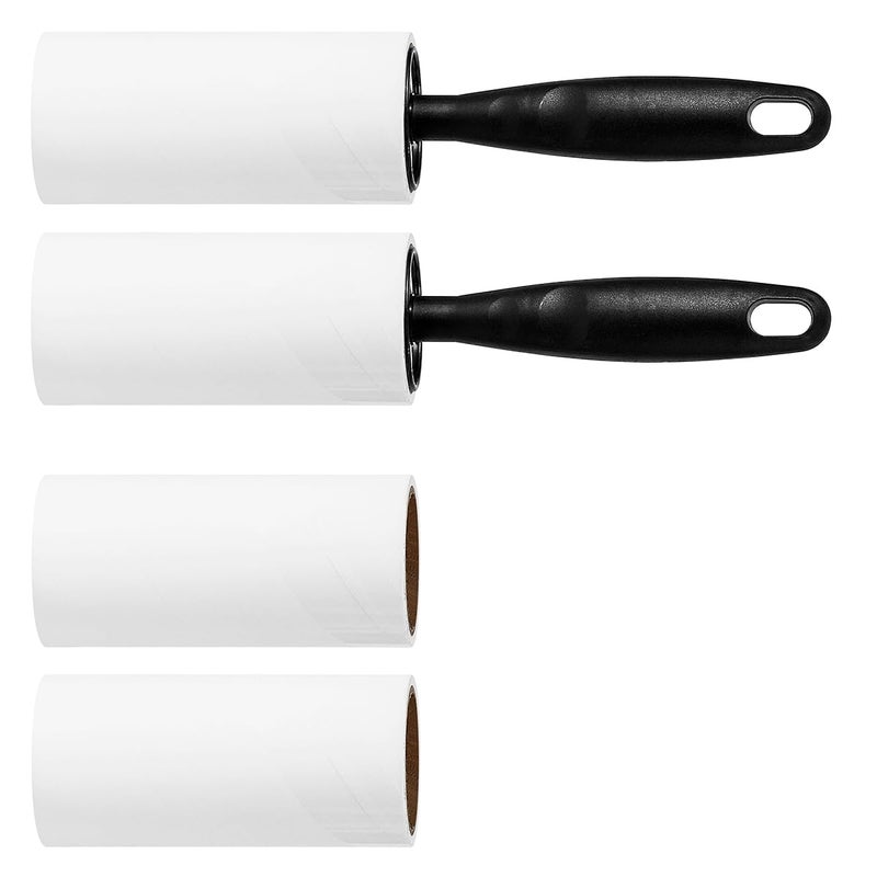 MINGRACE Lint Rollers For Pet Hair Extra Sticky Lint Roller For Clothes Lint Removal 4 Sticky Rolls With 2 Handles (Black/Black Handles & 4 Refills) - Image 1