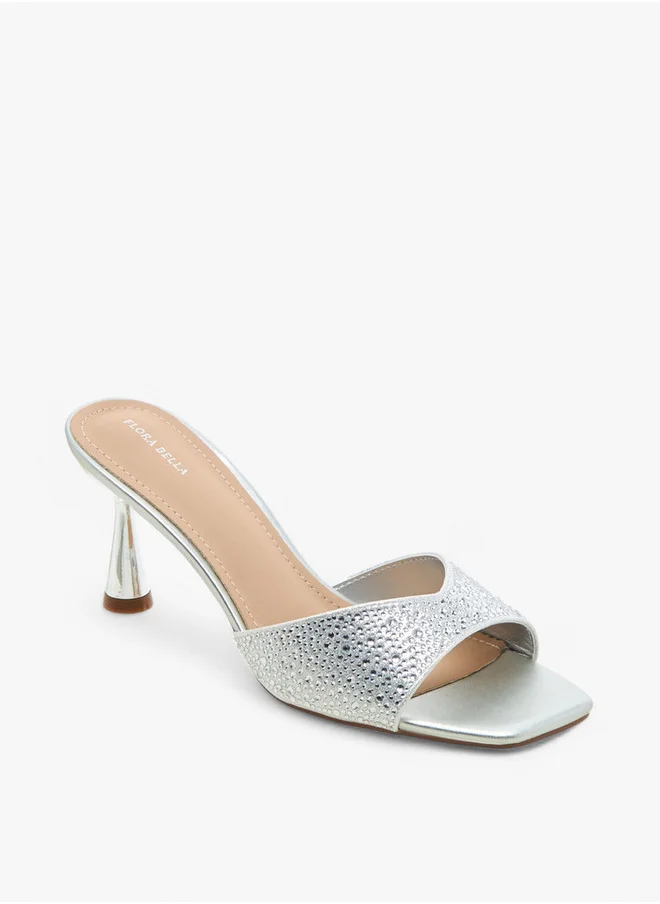 فلورا بيلا من شو إكسبرس Embellished Slip-On Sandals with Flared Heel