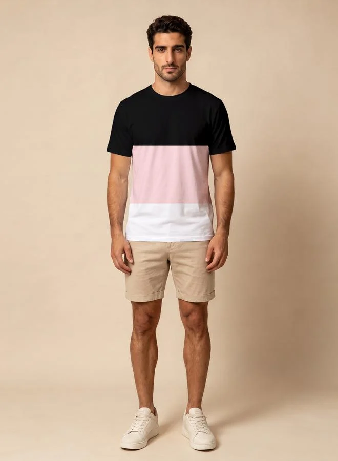 Take Two Men Color Block Round Neck T-Shirt