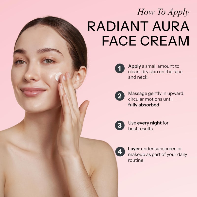 Radiant Aura Collagen & Retinol Face Cream â€“ Dermatologist Tested, Anti Aging, Korean Skin Care â€“ Firming, Anti Wrinkle, Hydrating Moisturizer, Pore Care â€“ Vegan, Clean Beauty â€“ 1.69 Fl Oz - Image 5