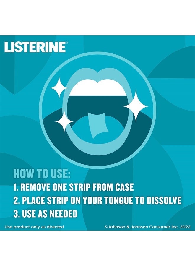 Listerine شرائط التنفس Cool Mint Pocketpaks تقضي على جراثيم رائحة الفم الكريهة، عبوة من 24 شريطًا، عبوة من 3 قطع - Image 4