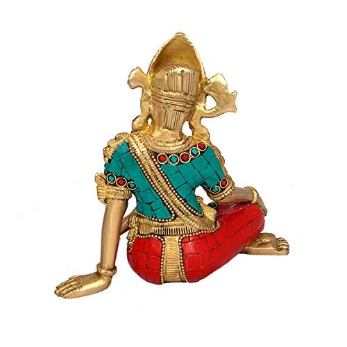 Aone India Sitting God Indra Dev Brass Statue Idol, Height : 5.75 inches - Image 2