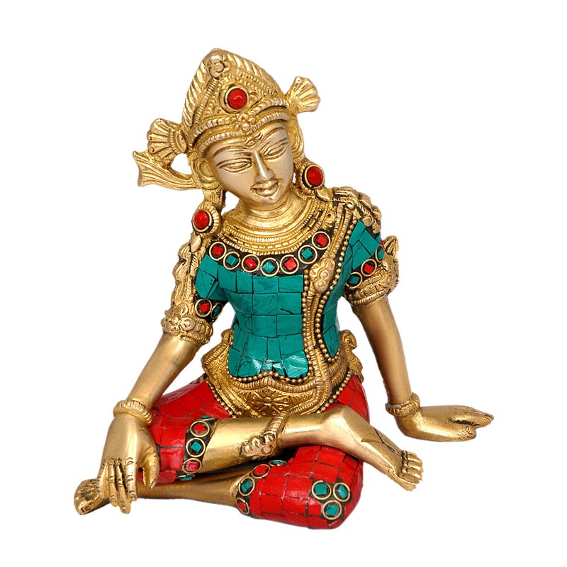 Aone India Sitting God Indra Dev Brass Statue Idol, Height : 5.75 inches - Image 5