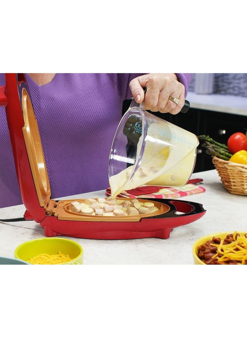 Red Copper Red Copper 5 Minute Chef Double-Sided Copper-Infused Grill Pan with Non-Stick Anti-Scratch Surface for Making Delicious Omelet (Red)  - Image 2