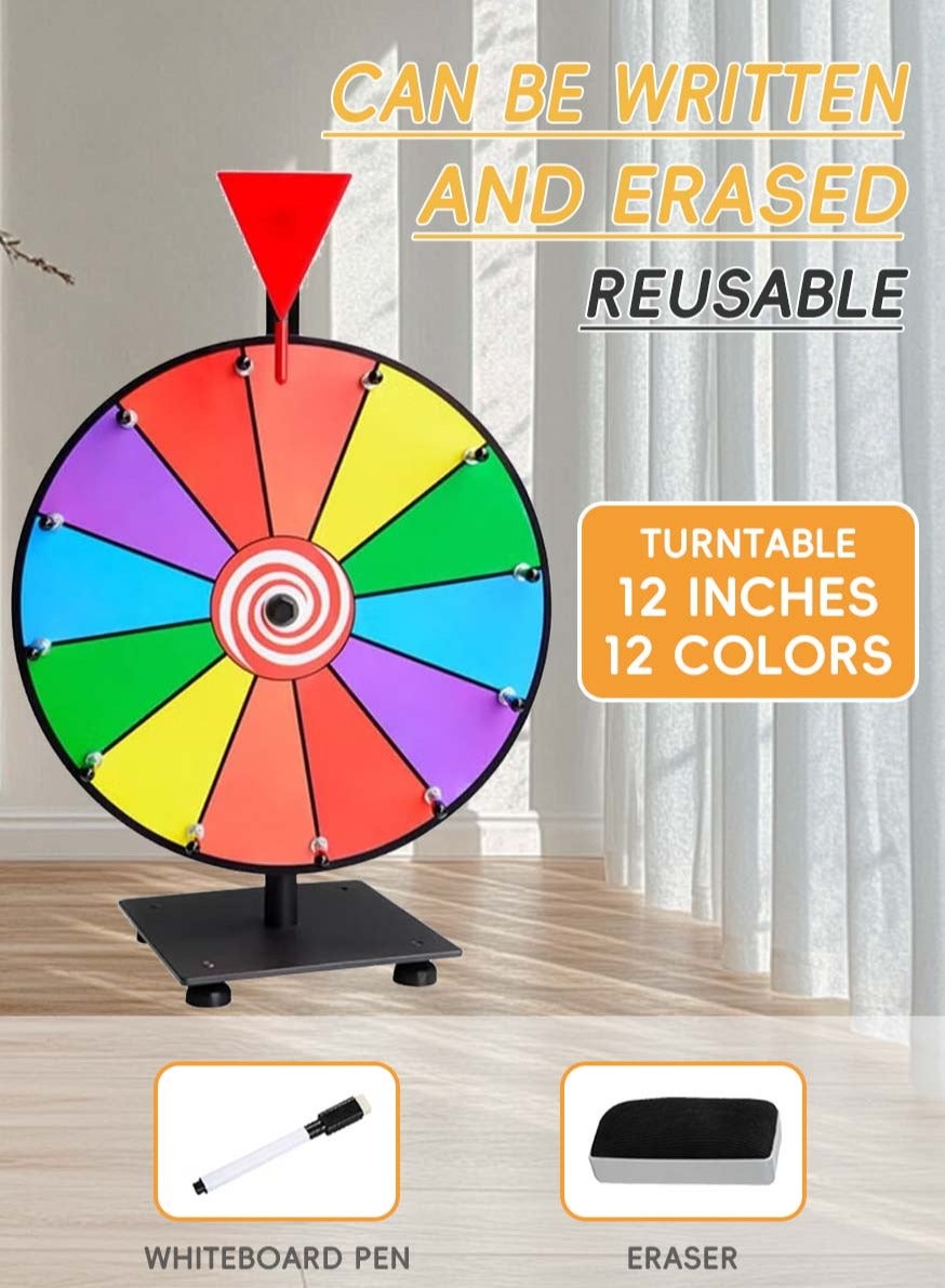 Prize Wheel Riyadh Yalla Pick 12 inch Spinning Prize Wheel with 12 Color Slots,Base Stand ...