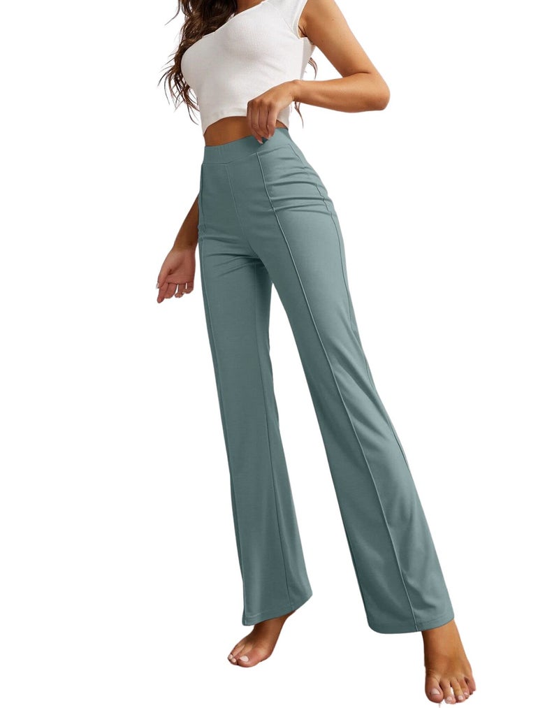 SWADESI STUFF Women's High-Waisted Pant Bell Bottom Trendy Retro-Chic Trousers - Perfect for Every Occasion (in, Alpha, 2XL, Regular, Pastel Blue) - Image 1