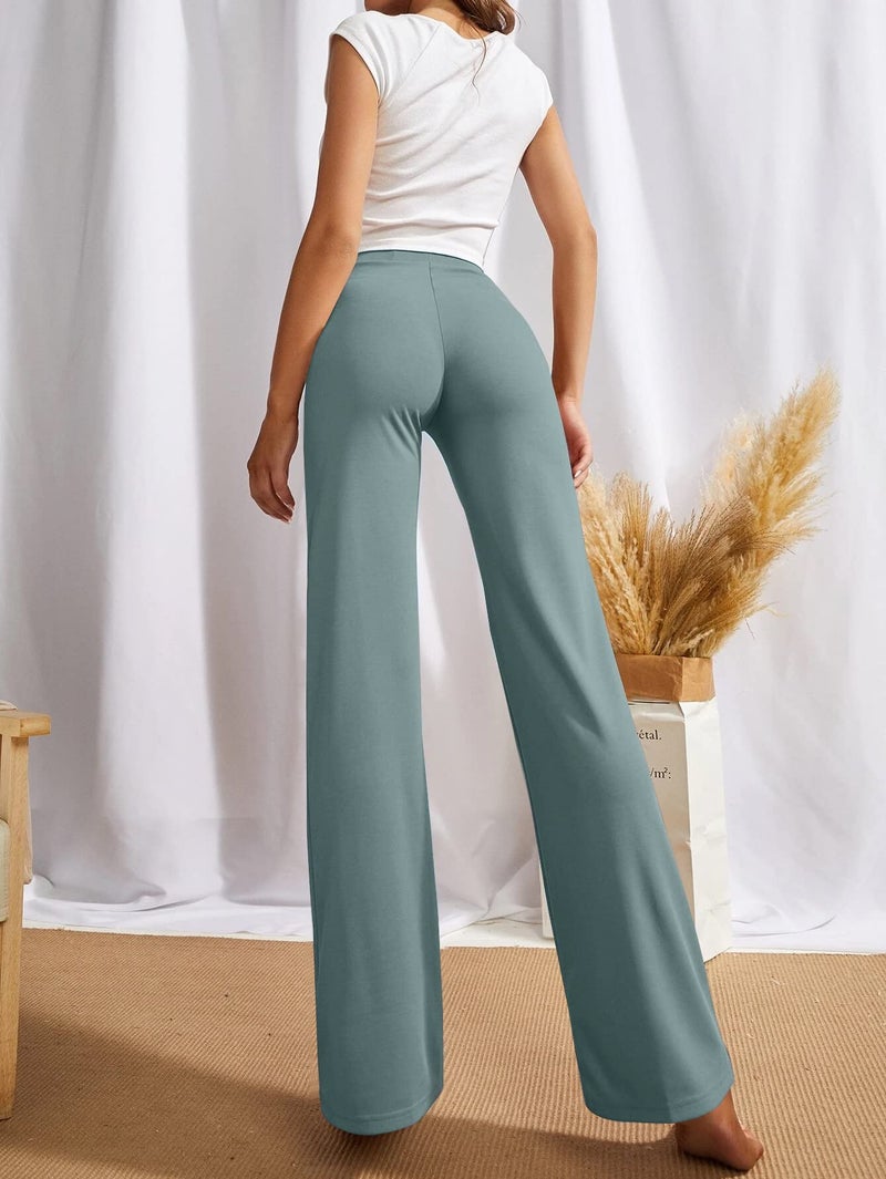 SWADESI STUFF Women's High-Waisted Pant Bell Bottom Trendy Retro-Chic Trousers - Perfect for Every Occasion (in, Alpha, 2XL, Regular, Pastel Blue) - Image 2