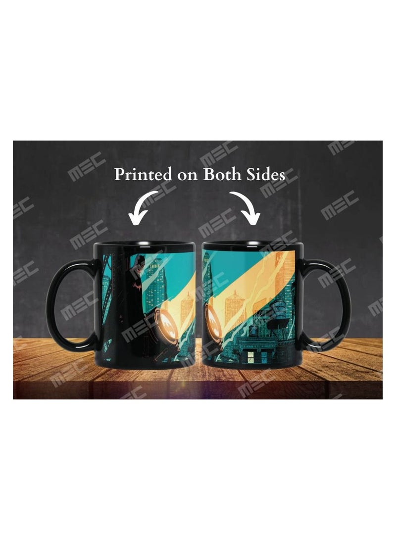 إم إي سي كوب مدينة أرخم قهوة مطبوع عليه غلاف كامل باتمان ، 11 أونصة ، أسود - Image 3