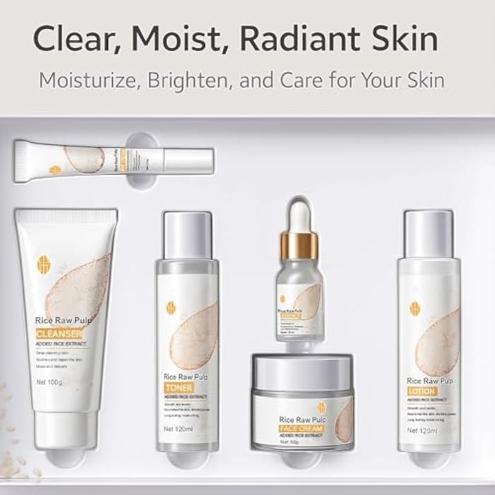 SKK Skin Care Set, 6 Piece Skin Care Set,Skin Care Gift Set for Women, Facial Care Set Includes Cleanser, Eye Cream, Facial Essence, Moisturizing Lotion, Face Cream, Toner. (Rice) - Image 5