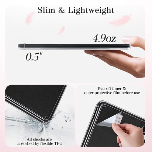 Vane Oak Magnetic Detachable Case for 7" Kobo Libra Colour (2024) / Kobo Libra 2 (2021), Slim PU Leather Case and Ultra Clear TPU Back Cover with Auto Wake/Sleep, Pink Bow Tie - Image 5