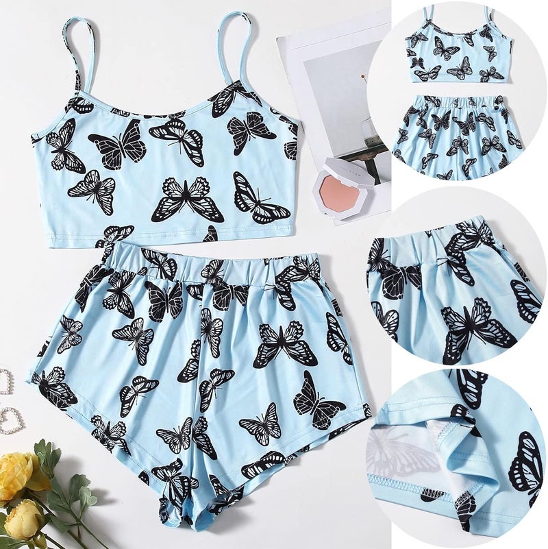 klarako Women Two-Piece Pajama Lingerie Lace Panty Lingerie Set Tie-dye Pattern Printing Sleepwear Underwear Nightdress - Image 2