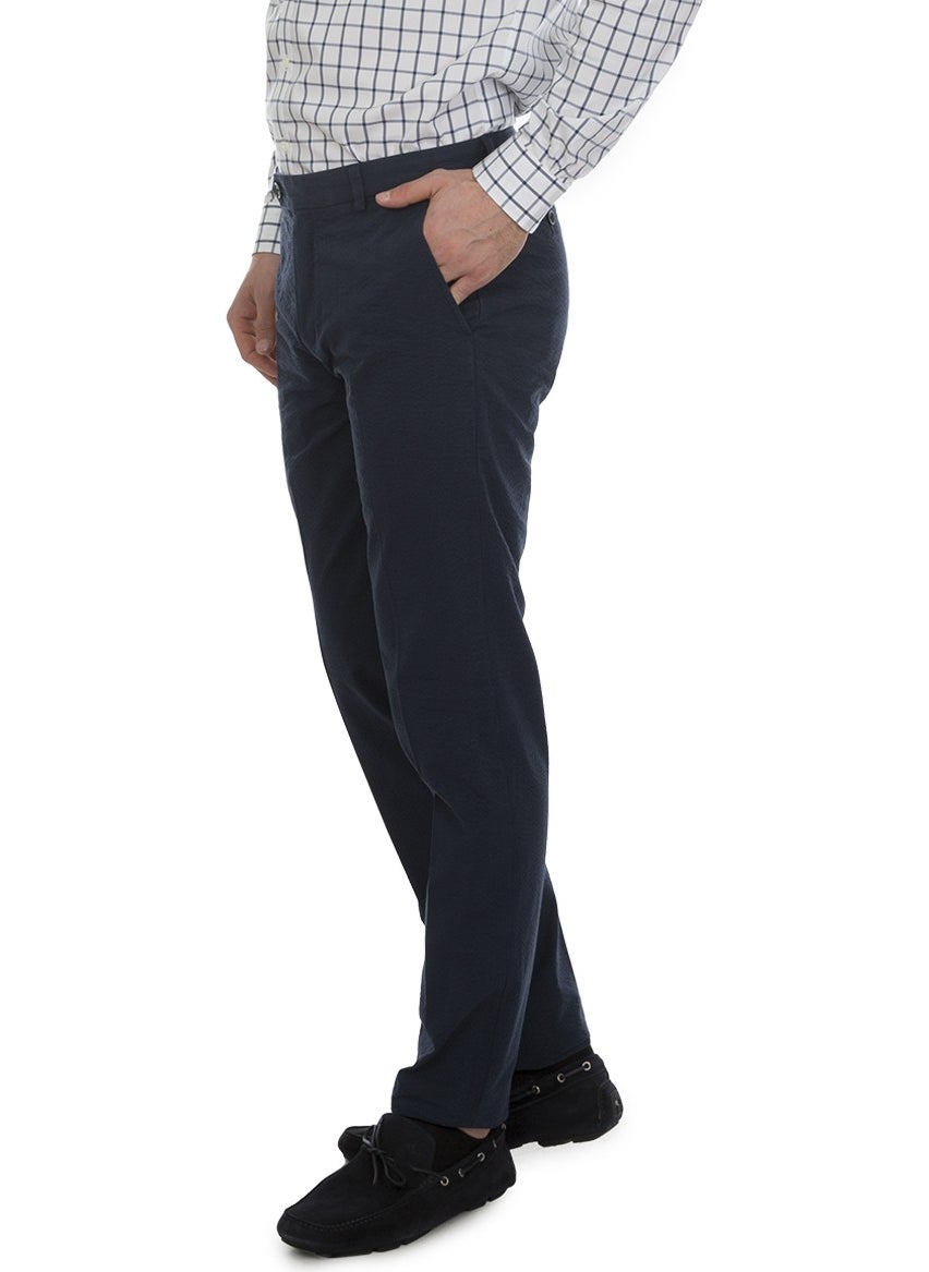 Brooks Brothers - Men's Navy Blue Marco Cut Seersucker Pants - Image 1