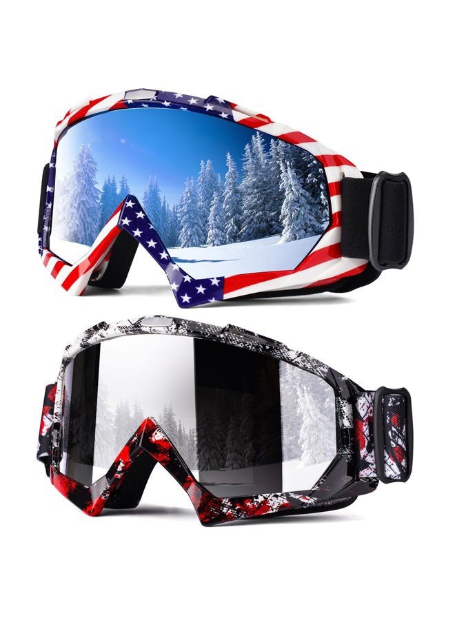 Braylin Adult Ski Goggles, 2-Pack Snowboard Goggles for Youth, Teens, Men & Women, Wide View Snowmobile Goggles - Image 1