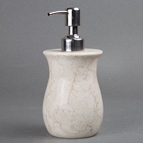 Creative Home Luxury Hand-Carved Natural Marble Soap & Lotion Dispenser – Heavy-Duty Java Stone with Stainless Steel Pump, Chemical-Free & Elegant for Bathroom, Kitchen & Vanity (Beige, 7.5” H) - Image 2