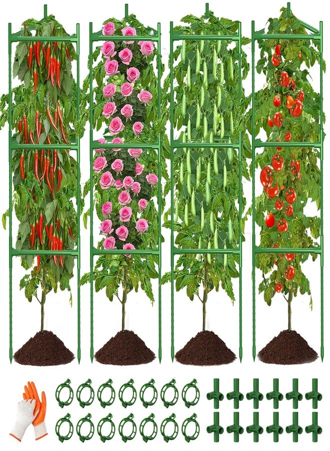 OUREST 4 Pack Tomato Cage for Garden Up to 66inch Tall Metal Plant Support Stakes with Clips Triangle Pea Cages Cucumber Trellis for Vegetables Pots Vines Flowers Climbing Plants - Image 1