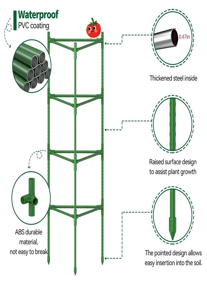 OUREST 4 Pack Tomato Cage for Garden Up to 66inch Tall Metal Plant Support Stakes with Clips Triangle Pea Cages Cucumber Trellis for Vegetables Pots Vines Flowers Climbing Plants - Image 3
