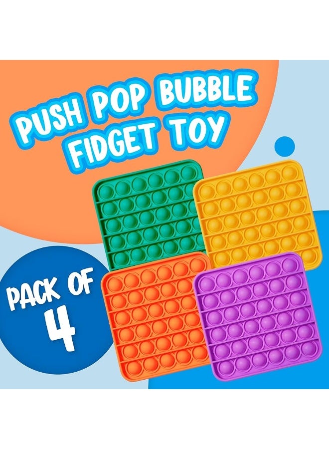 MATICAN Push Pop Bubble Fidget Sensory Toy 4Pack Push Pop Fidget Toy Square Purple Orange Mint Green Yellow Party Favors - Image 4