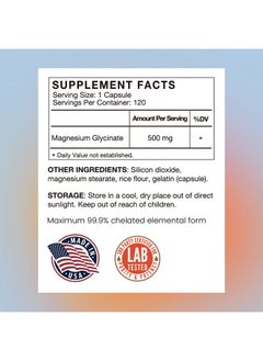 Magnesium Glycinate Supplement 500Mg Per Caps  Optimum Dose 120 Veggie Capsules  Chelated 999% Max Absorption Bioavailable Magnesium Supplements  Made In Usa - pzsku/Z3FA9CD76DB7B375F2B8DZ/45/_/1698053892/e454a94b-b3a2-4db3-b290-6ca4bfef4196